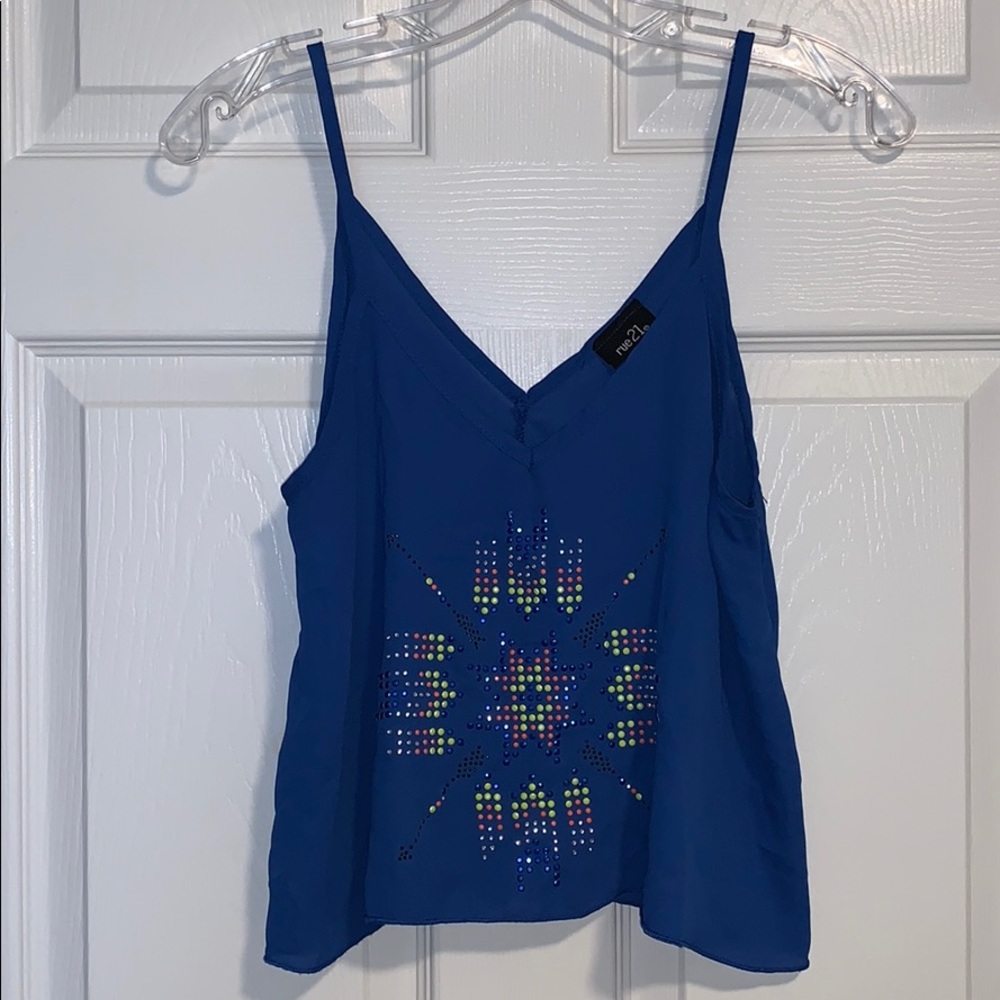 Rue 21 blue tribal pattern tank top